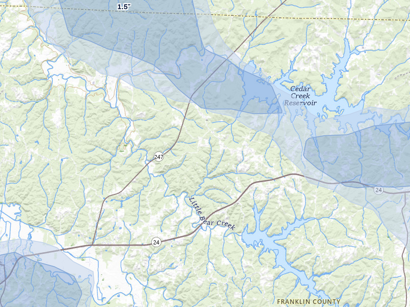 NEXRAD radar-signature map of the hail storm over Vina, AL on Jul 1, 2026