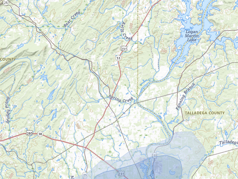NEXRAD radar-signature map of the hail over Vincent, AL