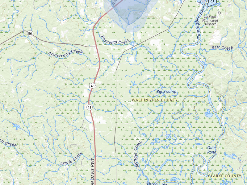 NEXRAD radar-signature map of the hail over Wagarville, AL