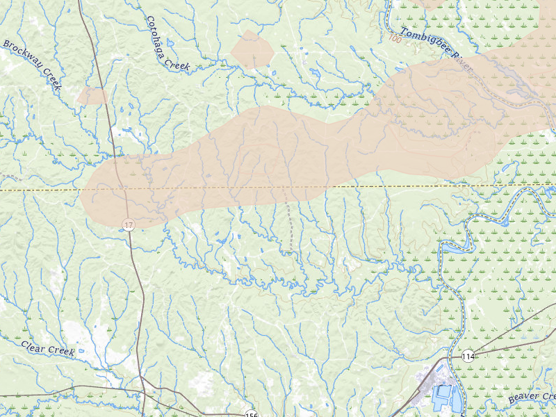 Radar-estimated hail-size map of the storm over Ward, AL on May 6, 2026
