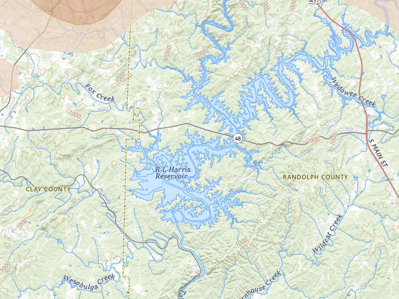 Radar-estimated hail-size map of the storm over Wedowee, AL on Jul 1, 2026