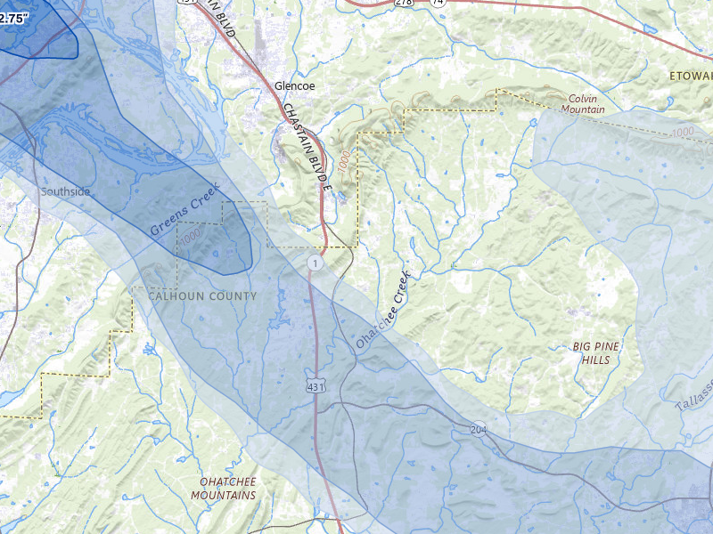 NEXRAD radar-signature map of the hail storm over Wellington, AL on Jun 1, 2026