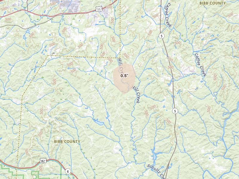 Radar-estimated hail-size map of the storm over West Blocton, AL