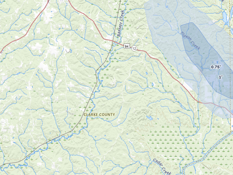 NEXRAD radar-signature map of the hail storm over Whatley, AL on Aug 6, 2026