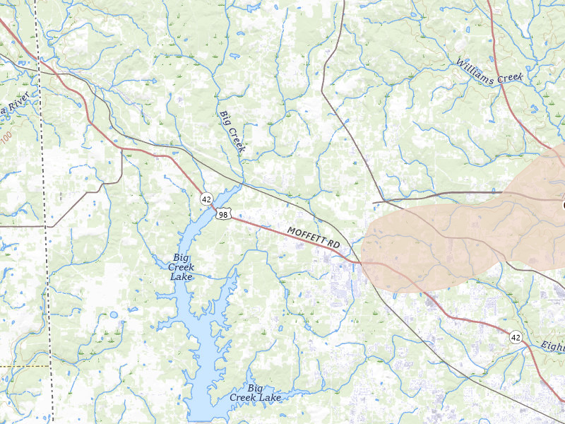 Radar-estimated hail-size map of the storm over Wilmer, AL on Mar 15, 2026