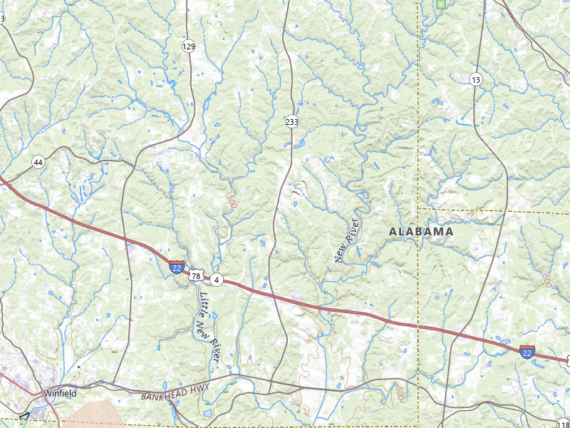Radar-estimated hail-size map of the storm over Winfield, AL on Jul 3, 2026