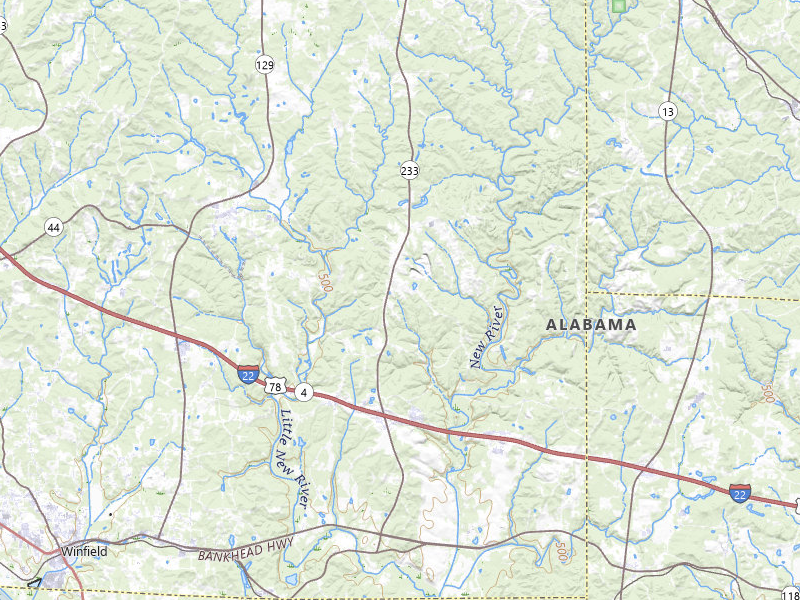NEXRAD radar-signature map of the hail storm over Winfield, AL on Jul 3, 2026