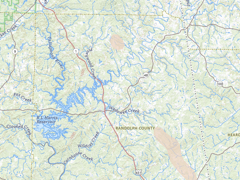 Radar-estimated hail-size map of the storm over Woodland, AL on Jun 1, 2026