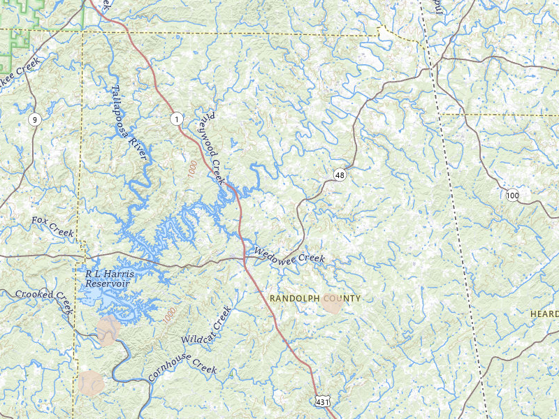 Radar-estimated hail-size map of the storm over Woodland, AL on Jun 9, 2026