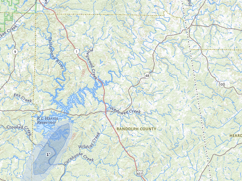 NEXRAD radar-signature map of the hail storm over Woodland, AL on Jun 9, 2026