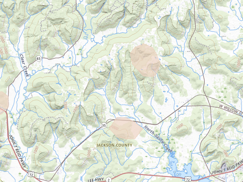 Radar-estimated hail-size map of the storm over Woodville, AL on Aug 11, 2026