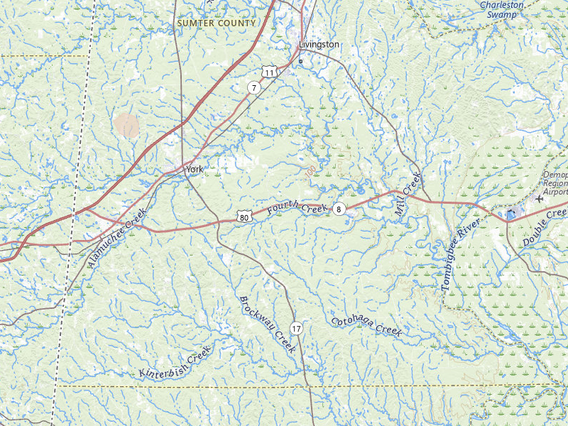 Radar-estimated hail-size map of the storm over York, AL on Jul 4, 2026