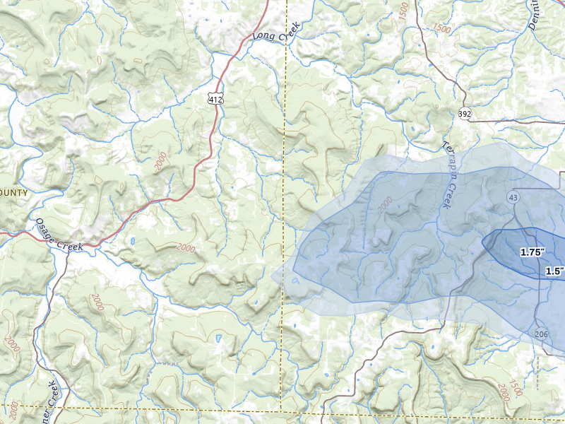 NEXRAD radar-signature map of the hail storm over Alpena, AR on May 30, 2026