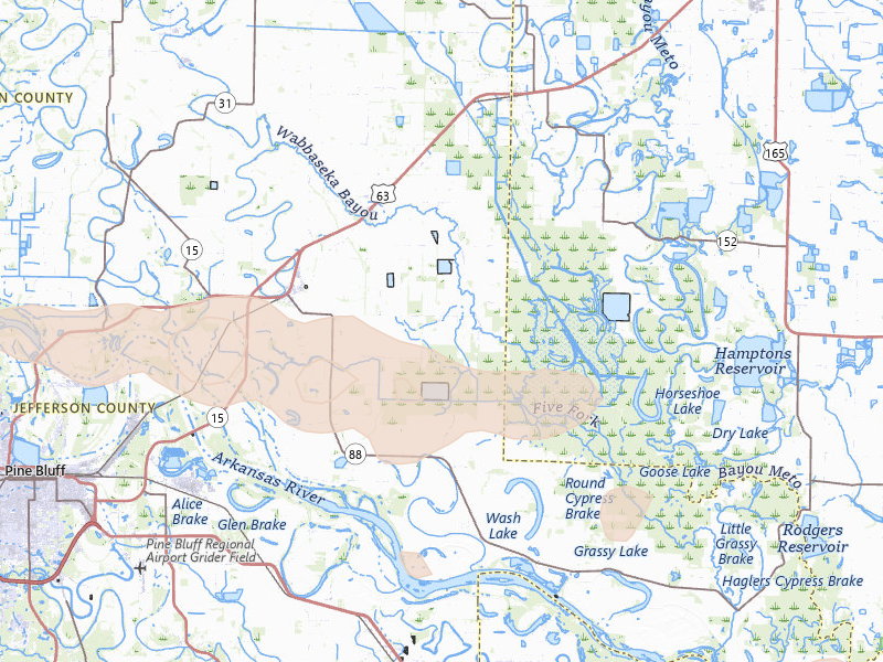 Radar-estimated hail-size map of the storm over Altheimer, AR on Apr 28, 2026