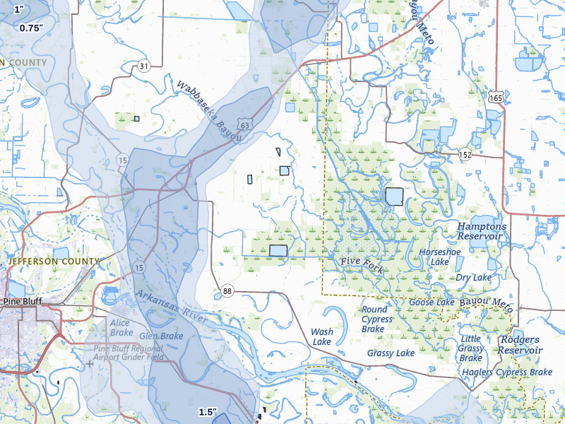 NEXRAD radar-signature map of the hail storm over Altheimer, AR on May 31, 2026