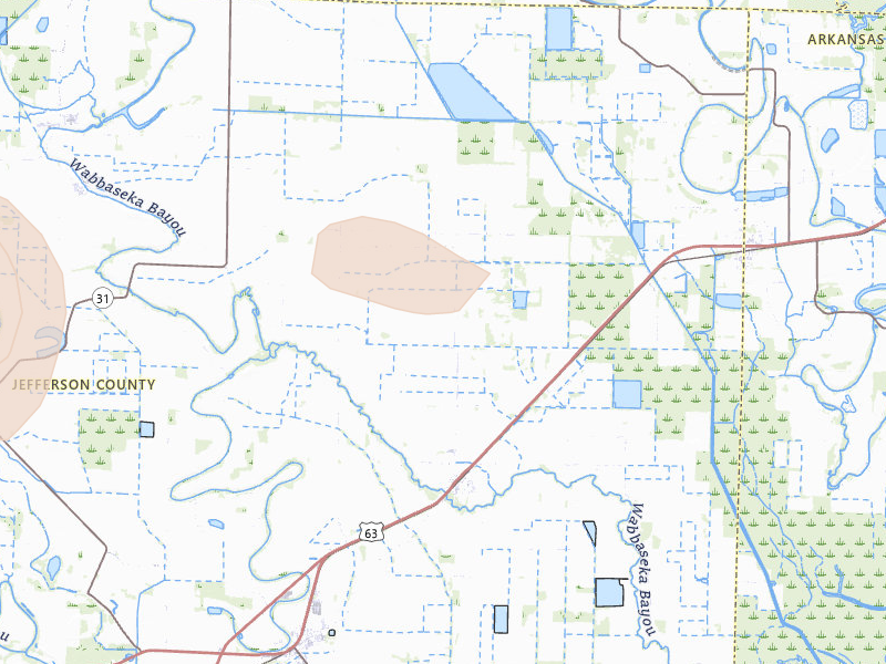 Radar-estimated hail-size map of the storm over Altheimer, AR on Aug 22, 2026