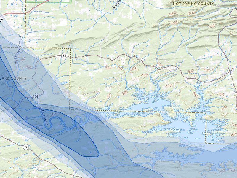 NEXRAD radar-signature map of the hail over Amity, AR