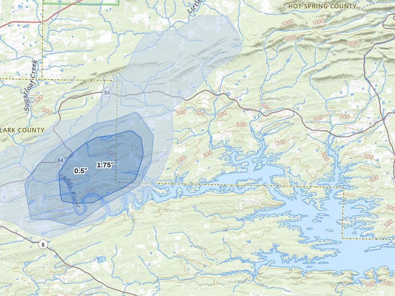 NEXRAD radar-signature map of the hail storm over Amity, AR on May 30, 2026