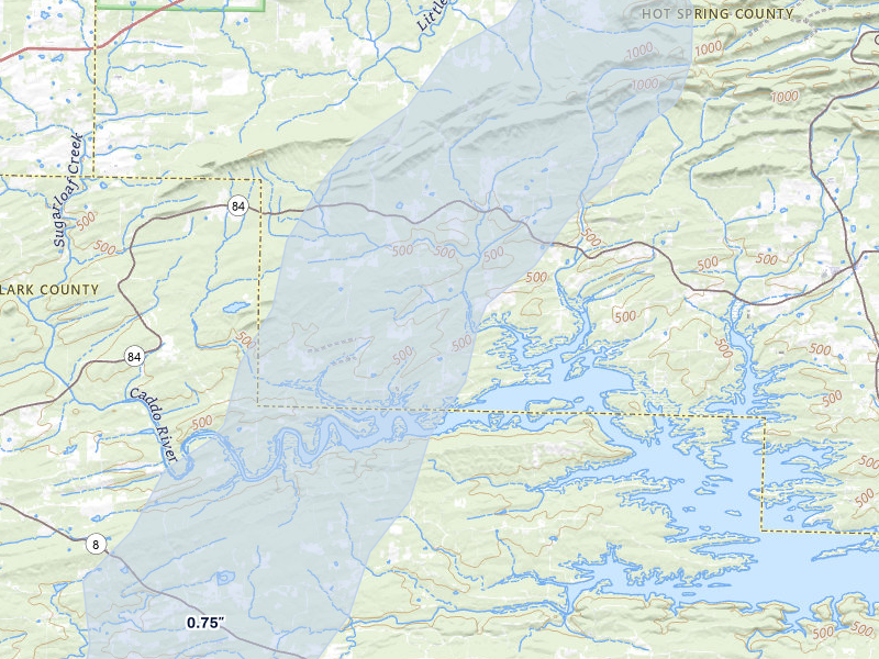 NEXRAD radar-signature map of the hail storm over Amity, AR on Jun 7, 2026