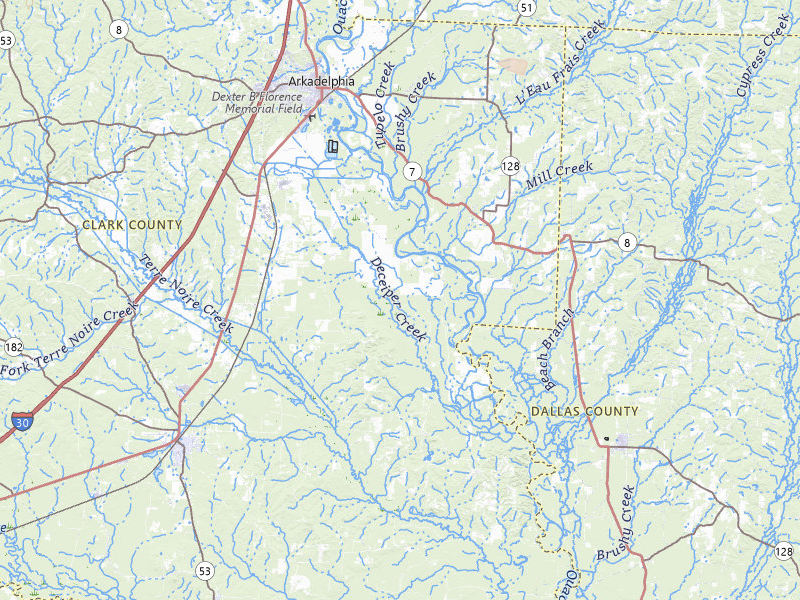 Radar-estimated hail-size map of the storm over Arkadelphia, AR on May 9, 2026
