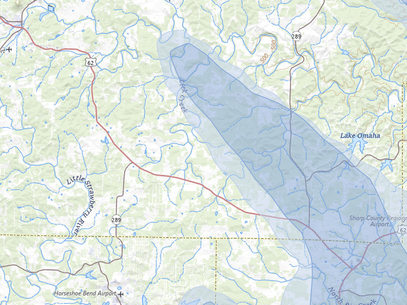 NEXRAD radar-signature map of the hail over Ash Flat, AR