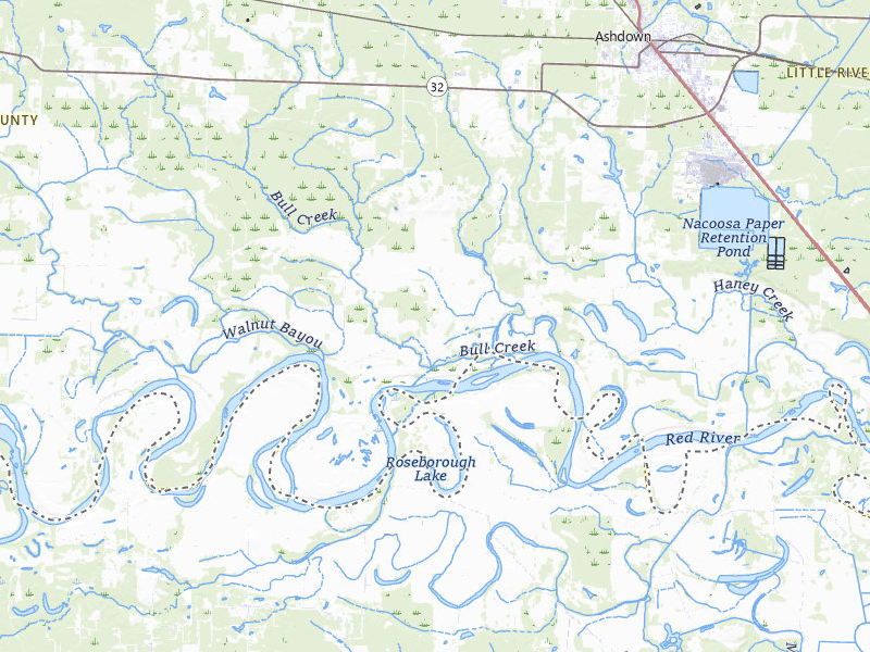 Radar-estimated hail-size map of the storm over Ashdown, AR on Jul 4, 2026