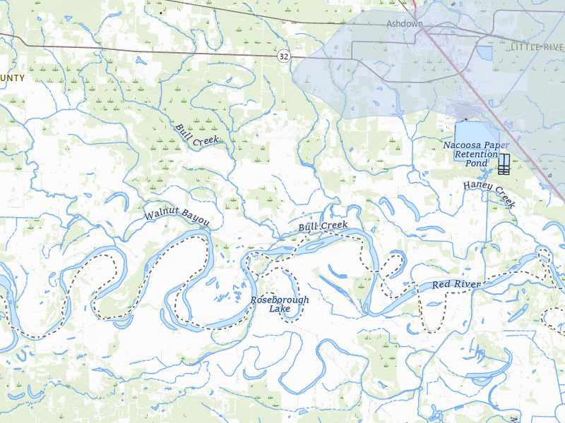 NEXRAD radar-signature map of the hail storm over Ashdown, AR on Jul 12, 2026