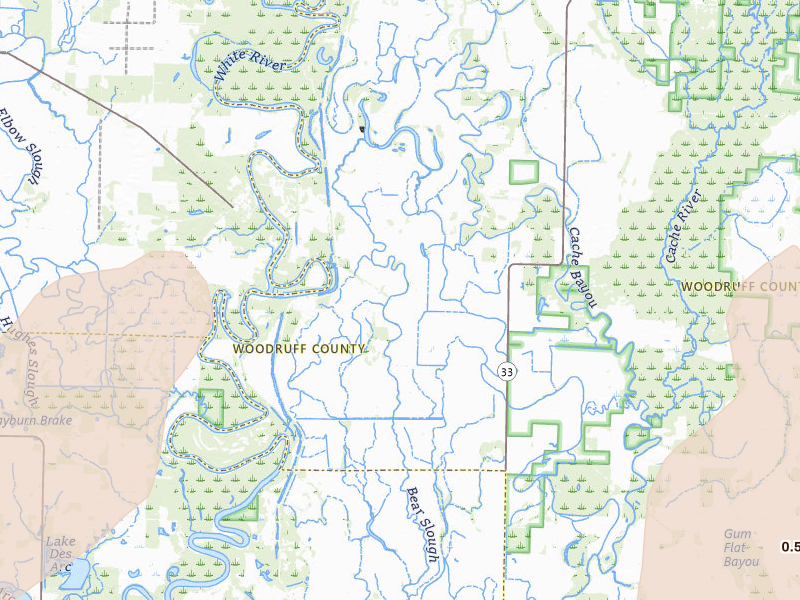 Radar-estimated hail-size map of the storm over Augusta, AR on Apr 28, 2026
