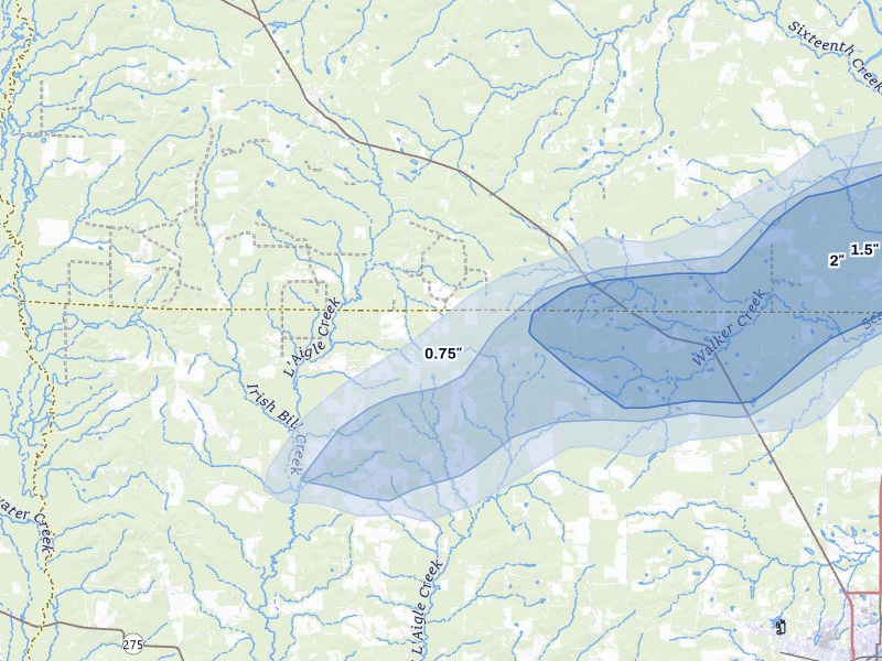NEXRAD radar-signature map of the hail over Banks, AR