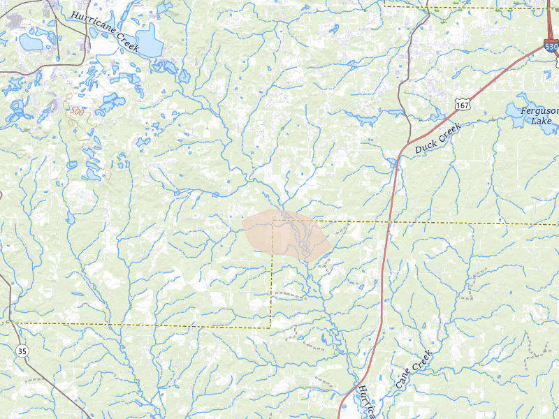 Radar-estimated hail-size map of the storm over Bauxite, AR on Mar 15, 2026