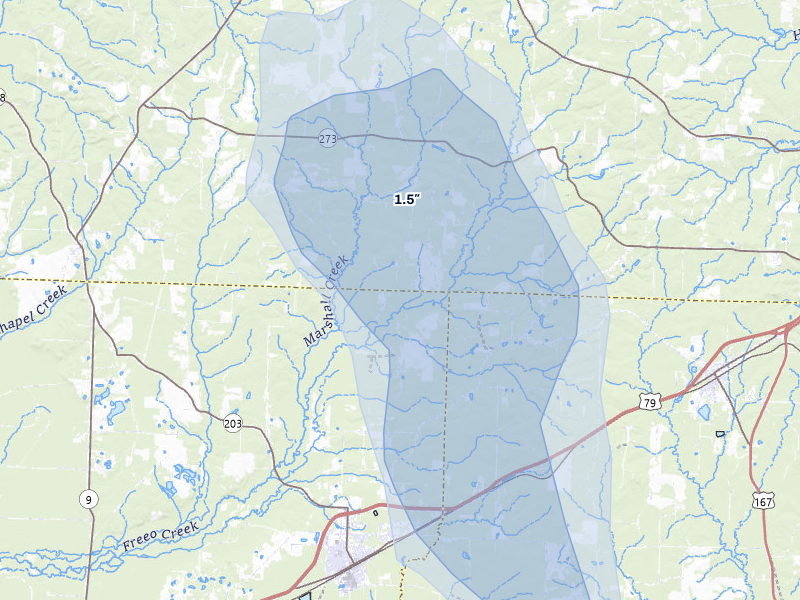 NEXRAD radar-signature map of the hail storm over Bearden, AR on May 30, 2026