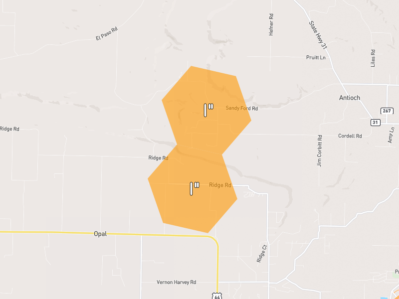 Hail map of Beebe, AR on Jul 3, 2026, hail up to 1"