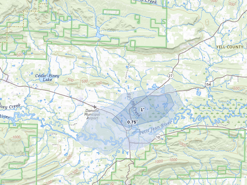 NEXRAD radar-signature map of the hail storm over Belleville, AR on May 30, 2026