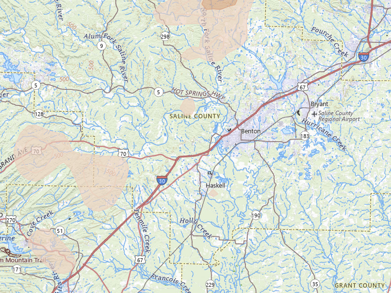 Radar-estimated hail-size map of the storm over Benton, AR on Jul 4, 2026