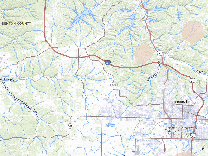 Radar-estimated hail-size map of the storm over Bentonville, AR on May 4, 2026