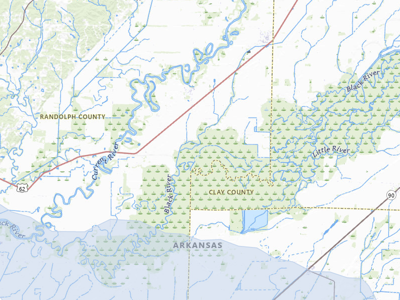 NEXRAD radar-signature map of the hail over Biggers, AR