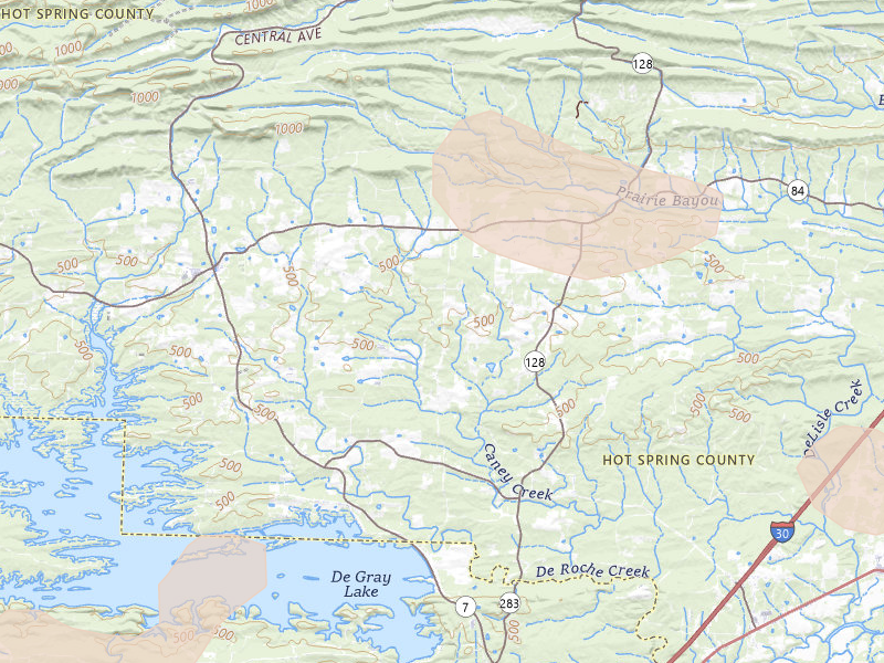 Radar-estimated hail-size map of the storm over Bismarck, AR on Jul 4, 2026