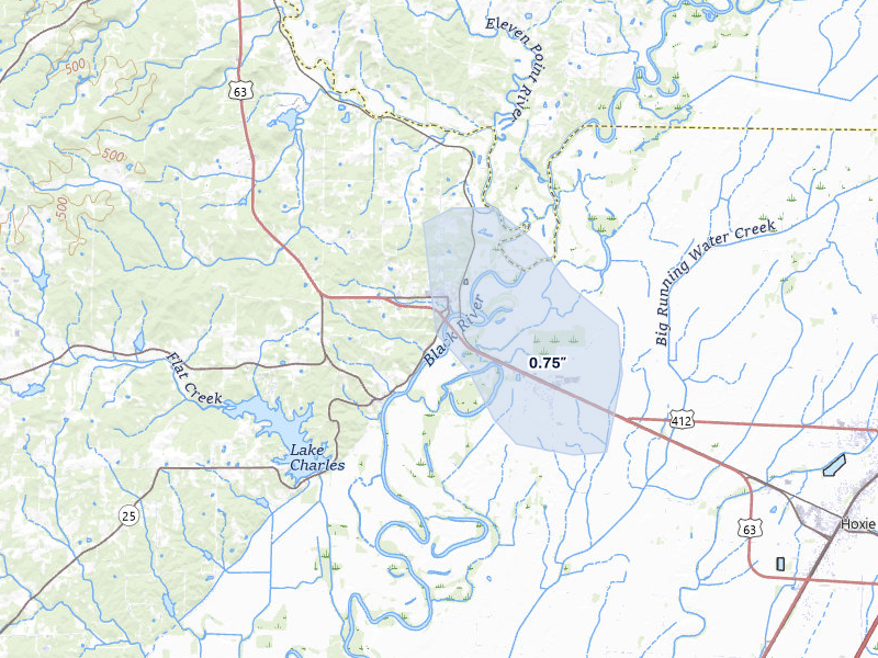 NEXRAD radar-signature map of the hail storm over Black Rock, AR on May 29, 2026