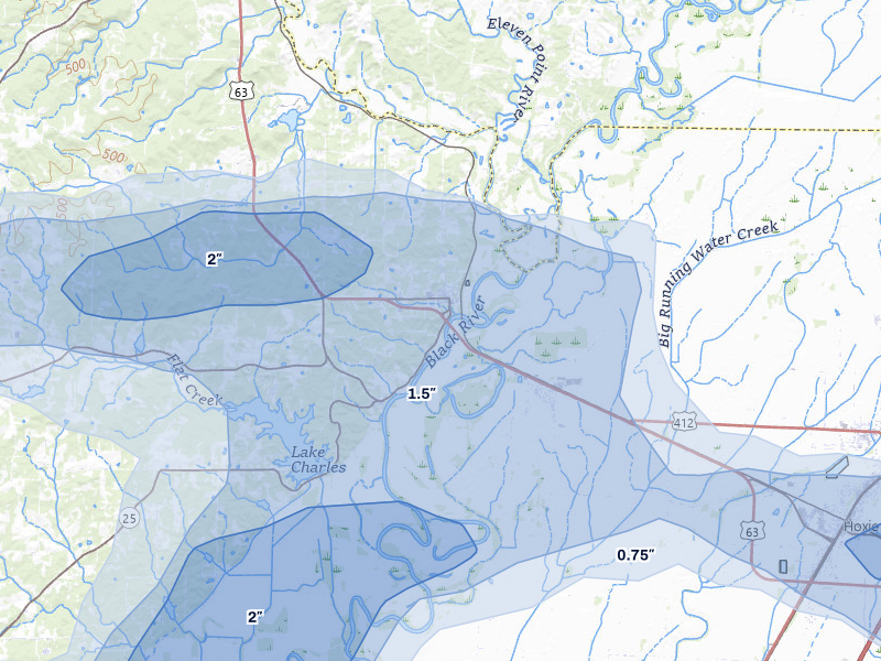 NEXRAD radar-signature map of the hail storm over Black Rock, AR on Jul 11, 2026