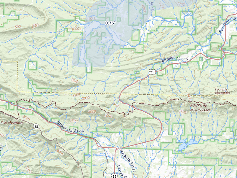 NEXRAD radar-signature map of the hail storm over Boles, AR on Jun 6, 2026