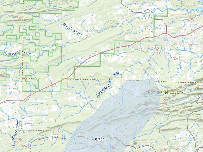 NEXRAD radar-signature map of the hail storm over Bonnerdale, AR on Jun 7, 2026