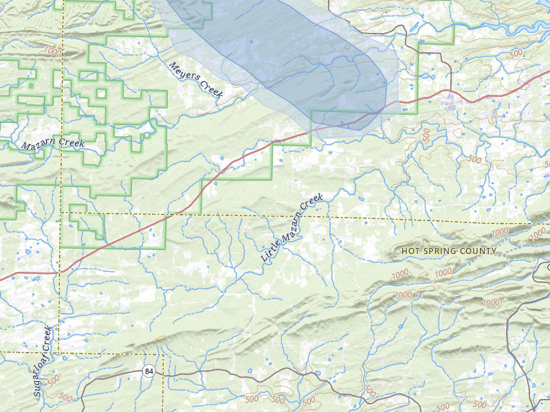 NEXRAD radar-signature map of the hail over Bonnerdale, AR