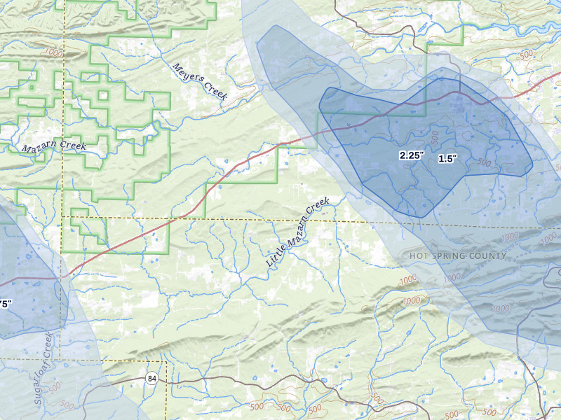 NEXRAD radar-signature map of the hail storm over Bonnerdale, AR on Aug 20, 2026