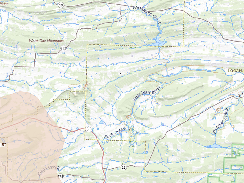 Radar-estimated hail-size map of the storm over Booneville, AR on Apr 25, 2026