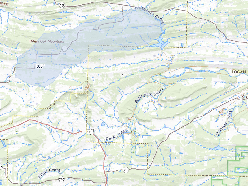 NEXRAD radar-signature map of the hail storm over Booneville, AR on Apr 28, 2026