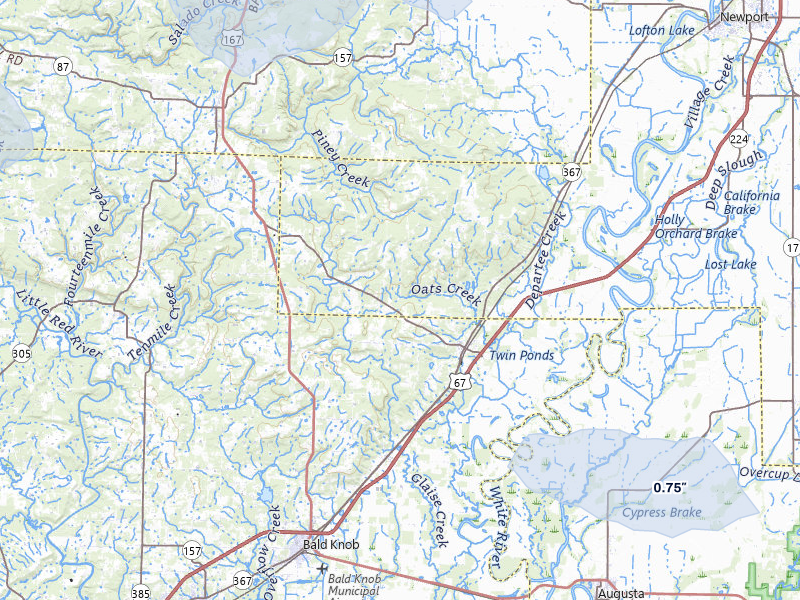 NEXRAD radar-signature map of the hail over Bradford, AR