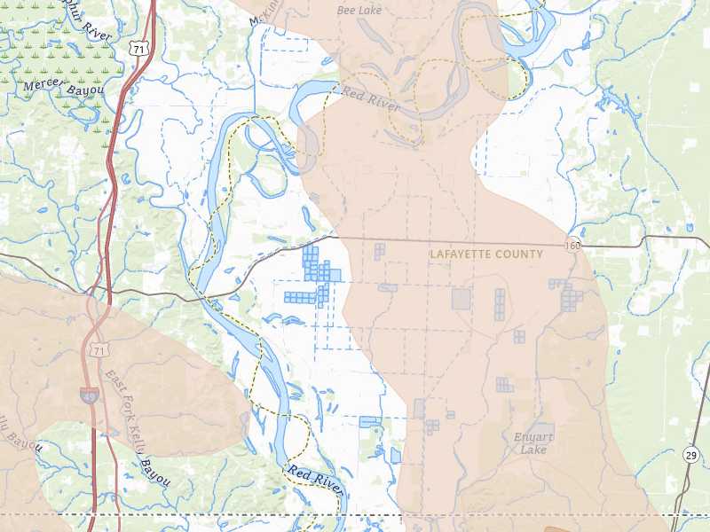 Radar-estimated hail-size map of the storm over Bradley, AR on Jun 22, 2026