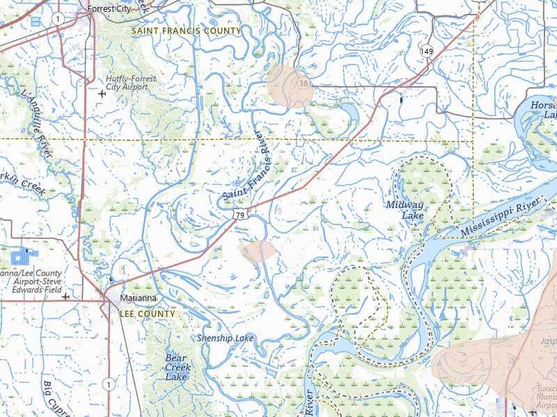 Radar-estimated hail-size map of the storm over Brickeys, AR on Aug 17, 2026