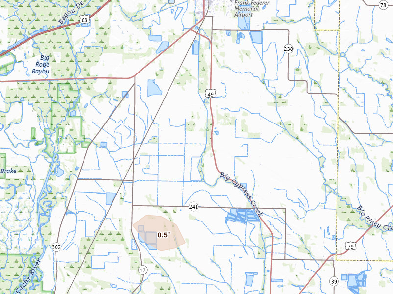 Radar-estimated hail-size map of the storm over Brinkley, AR