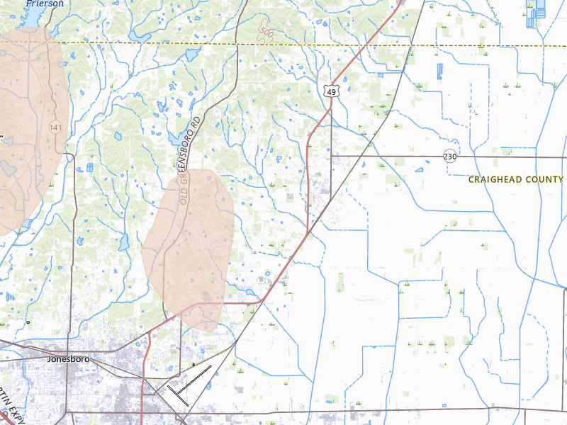Radar-estimated hail-size map of the storm over Brookland, AR